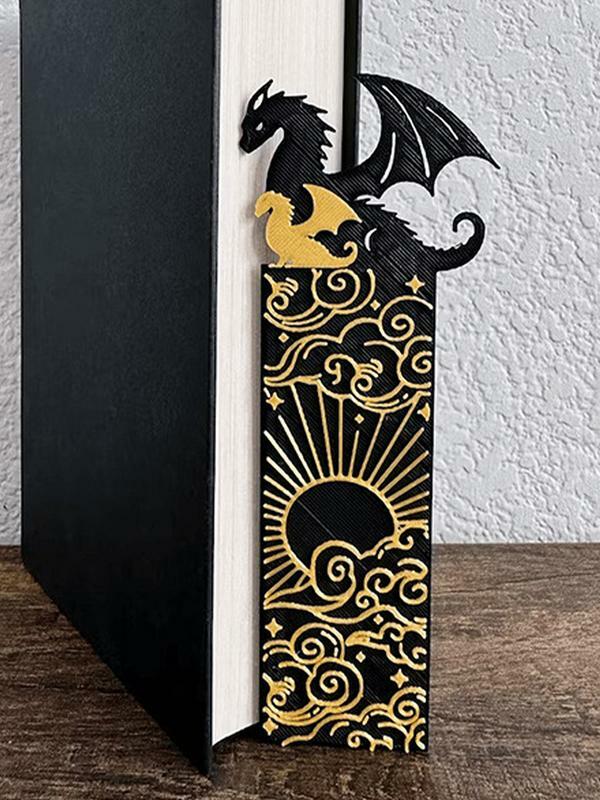 Drago segnalibro draghi neri e dorati con segnalibro sole e nuvole segnalibro fresco per gli amanti dei libri accessori per libri per ragazzi