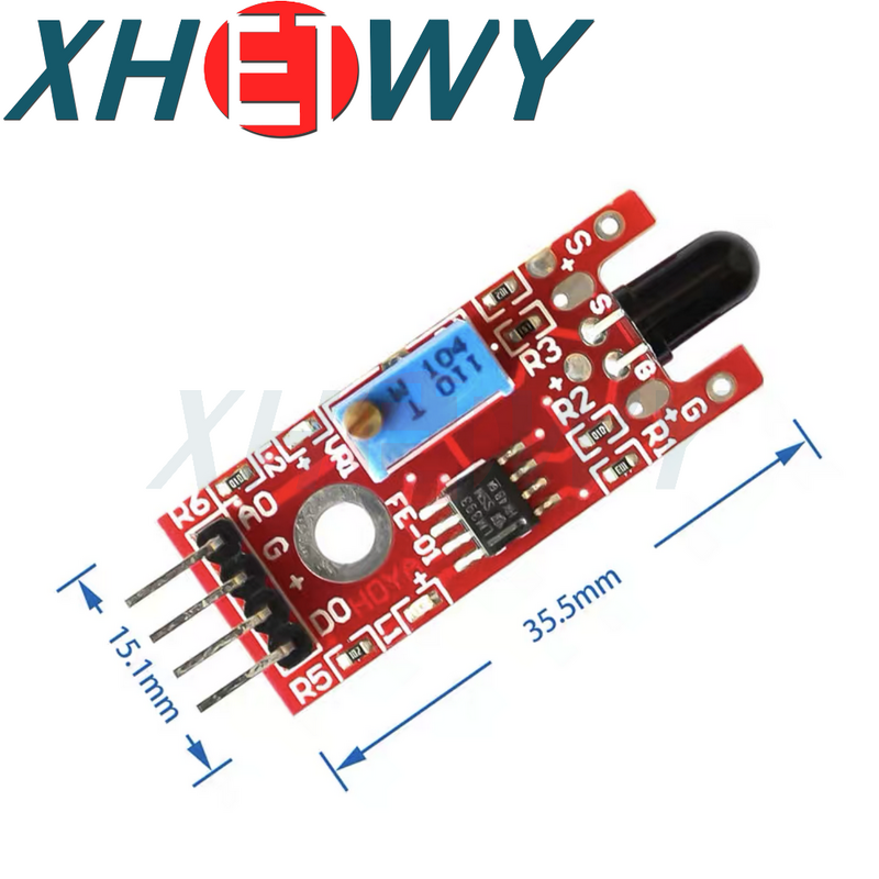 Módulo De Sensor De Chama De Placa Vermelha, detecção De Fonte De Fogo Inteligente Do Carro, KY-026