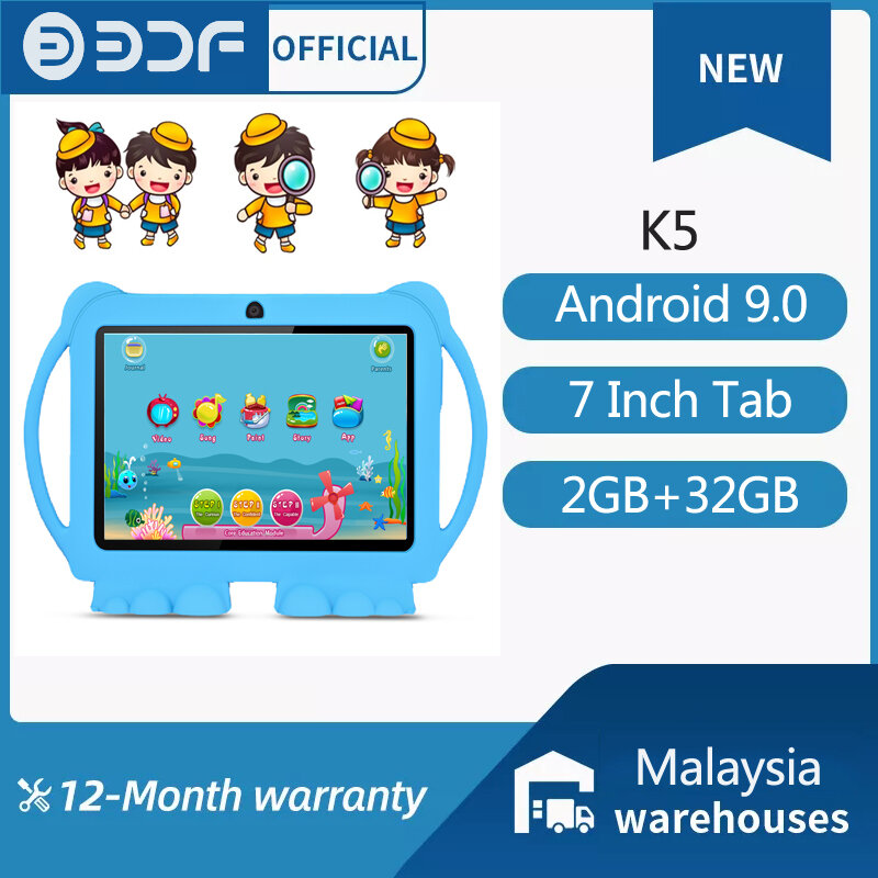 BDF-Tableta Android de 7 pulgadas para niños, Tablet PC para estudio educativo, 32GB de ROM, cuatro núcleos, WiFi, OTG, x 1024 2024, novedad de 600