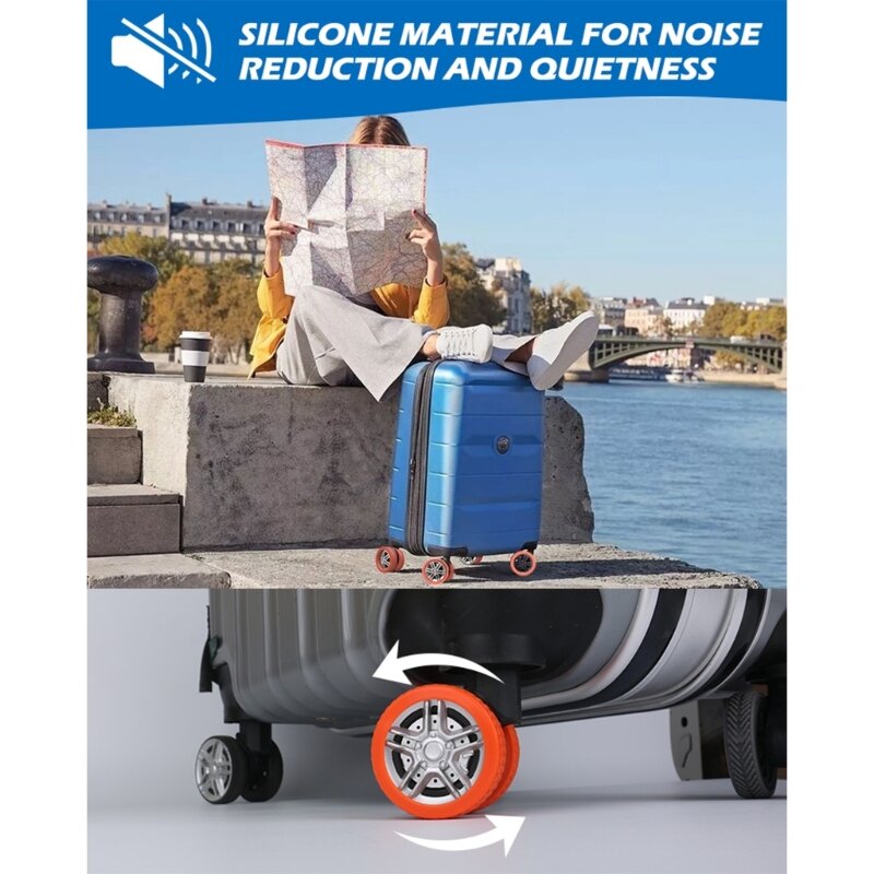 2024 nuevo 4 Uds cubierta protectora rueda maleta cubiertas ruedas giratorias equipaje reducir ruido