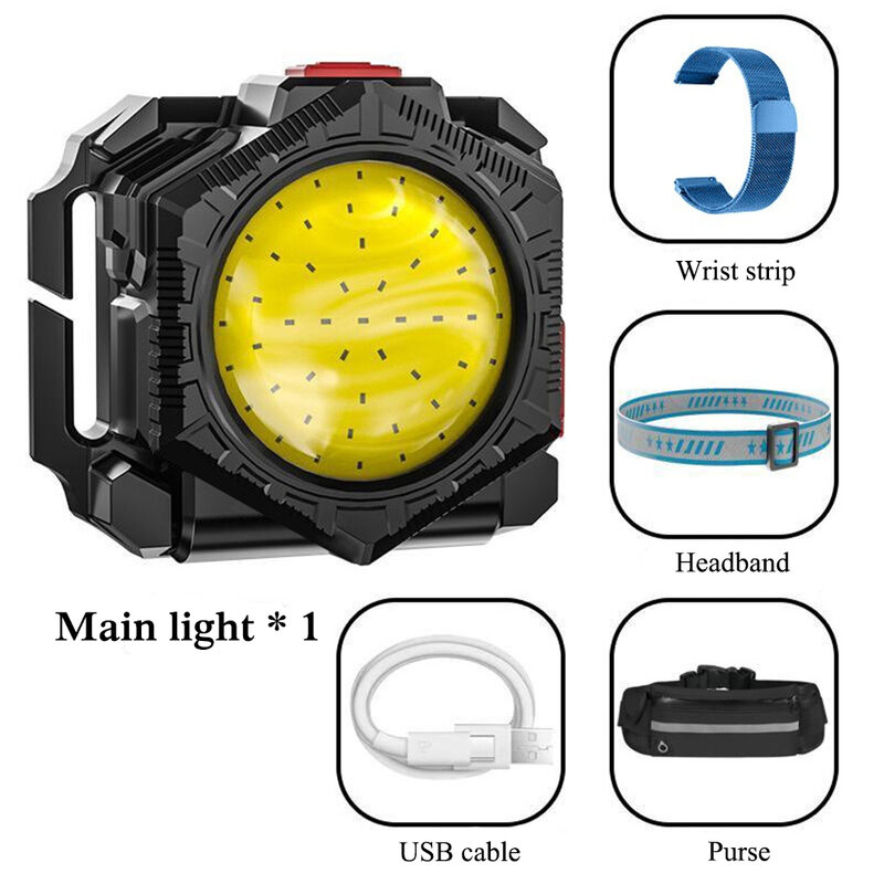 Farol LED multifuncional COB Outdoor Night Running Light, Wrist Light, Waistpack Light, Lanterna portátil de emergência, 3 em 1