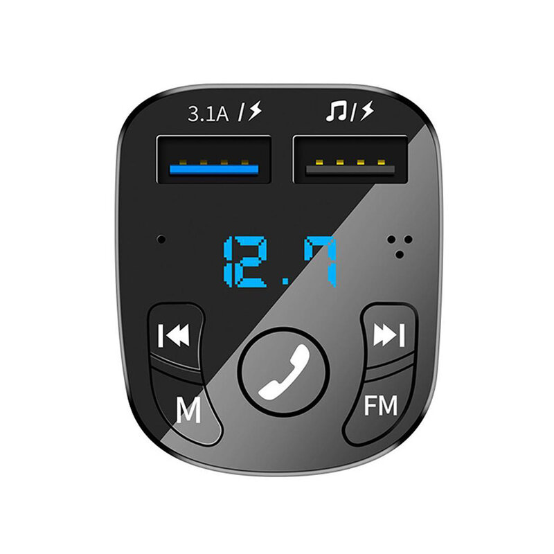 Transmisor de manos libres con Bluetooth para coche, Kit modulador de reproductor de MP3, receptor de Audio manos libres, Cargador rápido con 2 USB