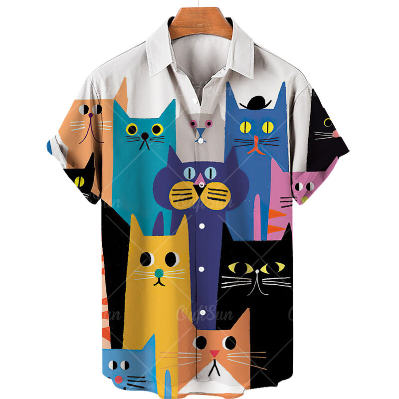 Unisex Anime Shirts Hawaii Shirt Männer Wolle Herren bekleidung Cartoon Stil 3D-Druck Shirts Sommer lose Kurzarm Top 5xl