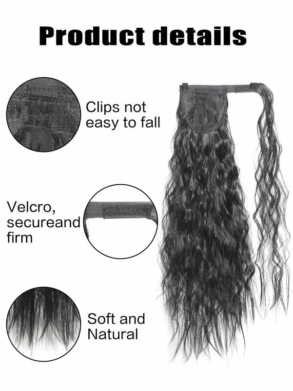 Aosiwig-coleta sintética larga y rizada para mujer, extensiones de cabello con Clip, envoltura alrededor, postizo falso