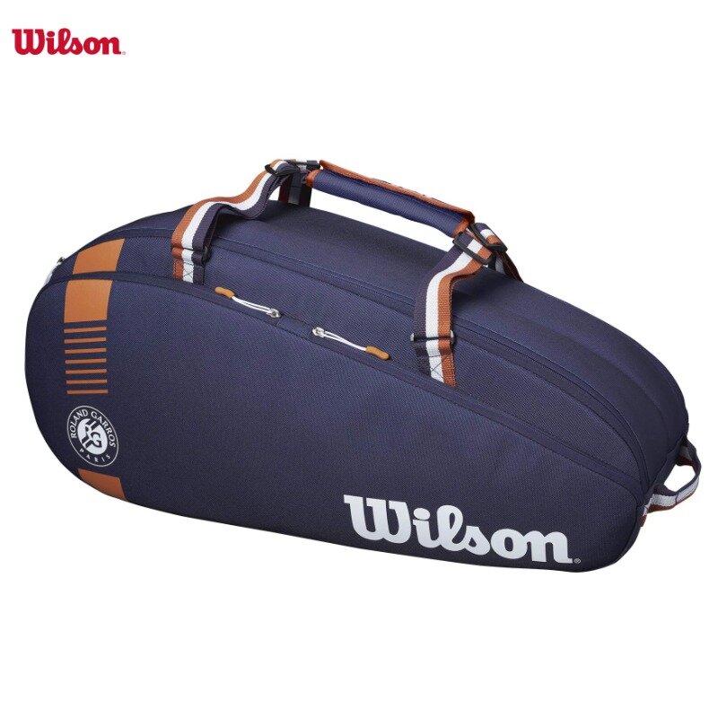 윌슨 롤랜드 가로스 투어 2023 디자인 테니스 가방, 팀 3-6 PK 네이비 경량 테니스 라켓 가방, 신발 포켓 포함
