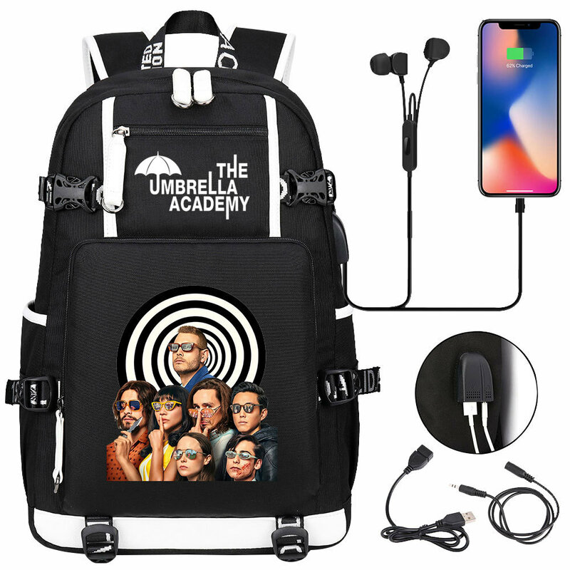 Hot The Umbrella Academy Backpack Girl Boy Schoolbag Large Capacity Laptop Bag Waterproof Multifunction USB Charging Backpack