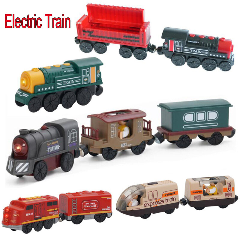 남아여아용 전기 나무 기차 세트 장난감 기차, 나무 기차 트랙 레이싱 트랙과 호환 가능, 어린이용 장난감 선물, 신제품