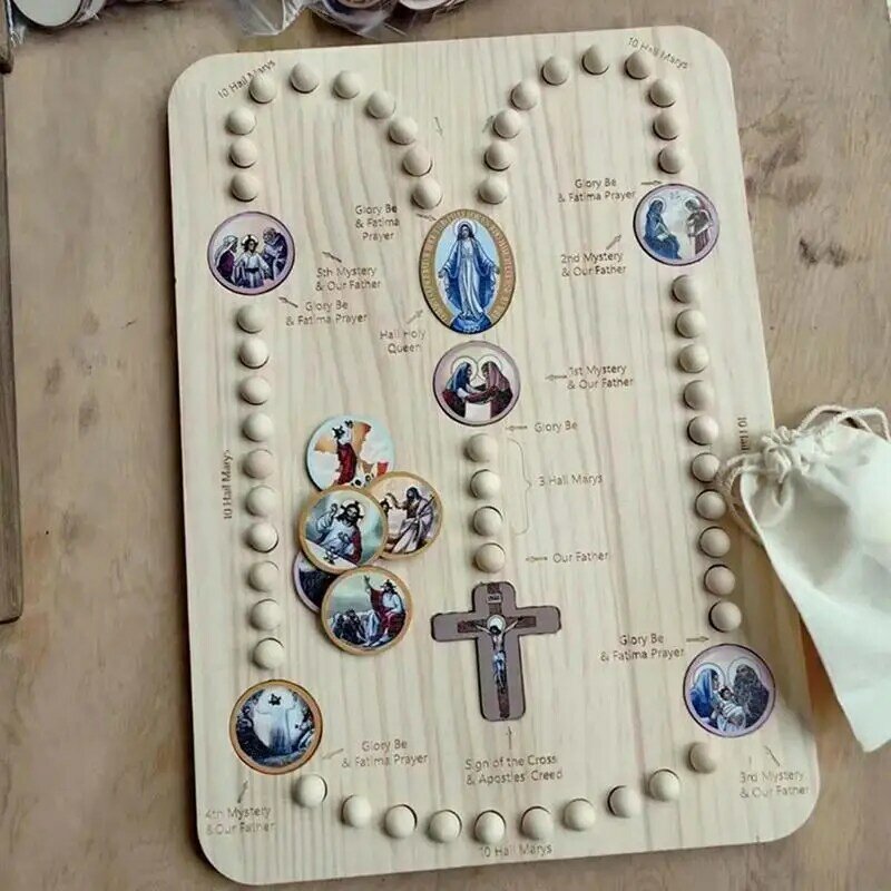 Rosario in legno ispirato Montessori divertente mandrino rotondo perline di legno Puzzle di arte creativa pacchetto fai da te in legno