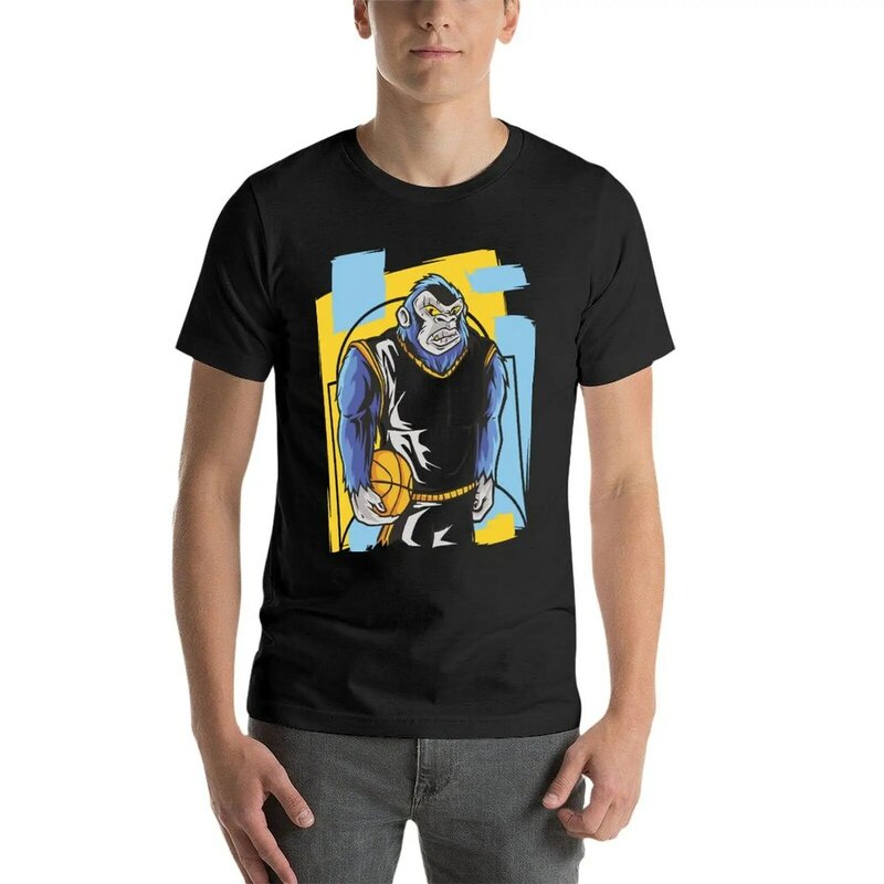Vintage basquete t-shirt para homens, jogo gorila, roupa verão