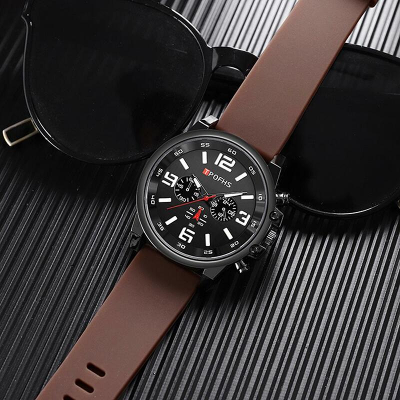 Reloj de pulsera de cuarzo con correa de silicona para hombre, cronógrafo moderno con estilo, diseño minimalista, joyería informal de moda para adolescentes