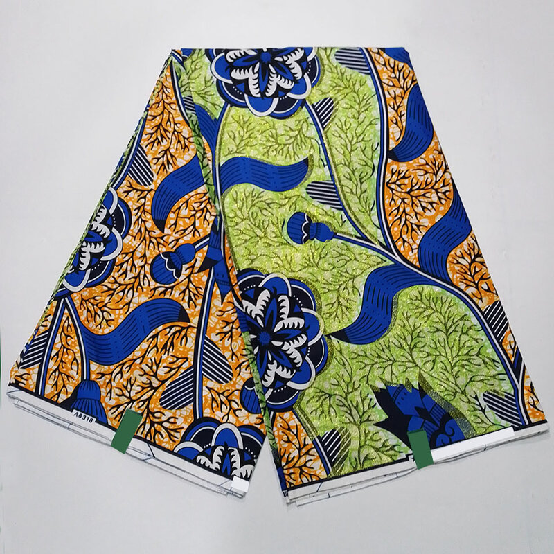 Tissu africain en coton Wax à Impression, 6 Yards/pièce, avec une grande couche bronzante, pour robe ou chemise cousue à la main, 04W5