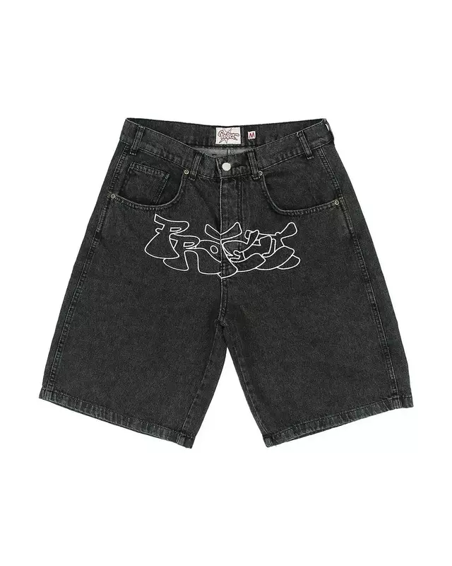 Harajuku Streetwear Shorts Y2k Pants Hip Hop Embroidery Baggy Denim Gym Shorts Mens Womens Summer Gothic Men Basketball Shorts
