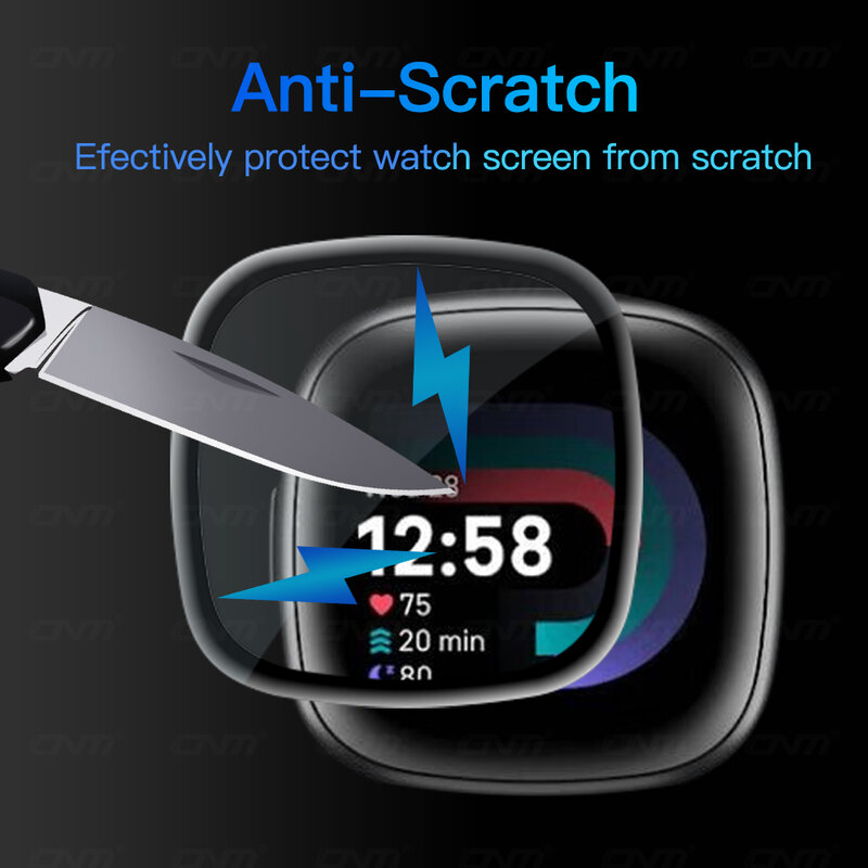 หน้าจอป้องกันฟิล์มสำหรับ Fitbit Versa 4 / Sense 2นิ่มยืดหยุ่นป้องกันฟิล์มสำหรับ Versa 3สมาร์ทวอท์ชอุปกรณ์เสริม (แก้ว)
