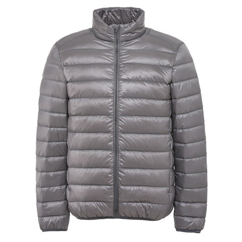 M-5XL butik kasual untuk pria, tas perjalanan warna polos tipis ultra-ringan, jaket mantel bulu angsa putih modis musim gugur untuk pria