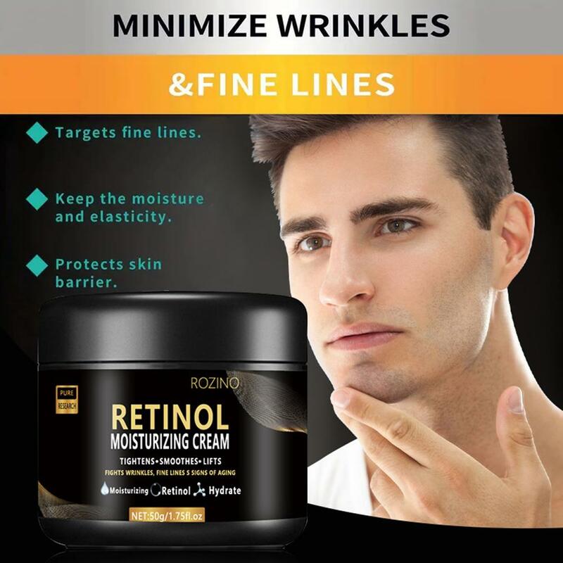 Creme facial anti-rugas para homens, loção de pele sensível, hidratante noturno, produtos para cuidados com a pele facial
