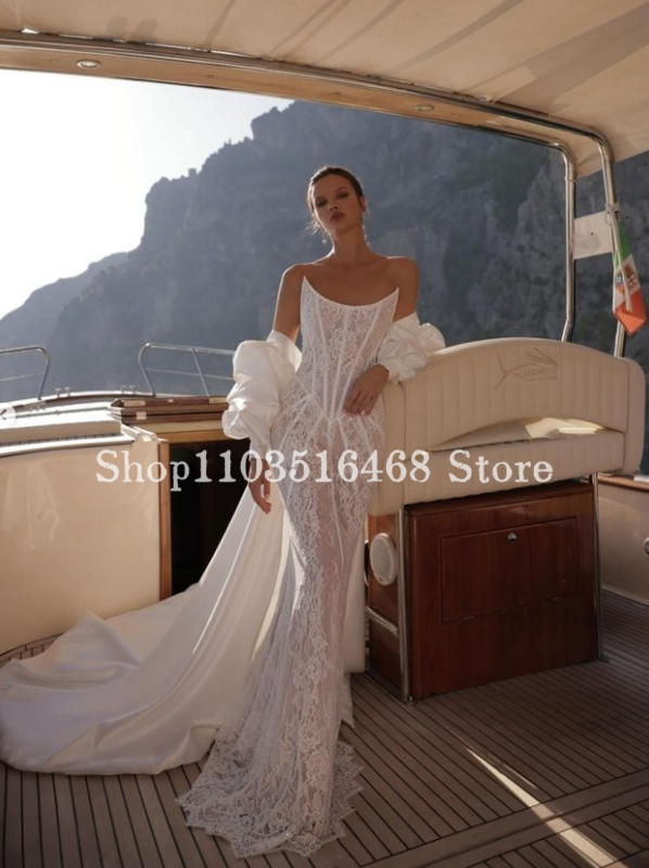 Luxury Elegant Wedding Dresses 2024 Corset Bridal Gowns Embroidered Veil Dream Applique Mermaid Fishbone Long Vestidos De Novia