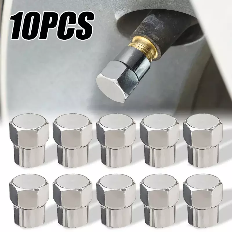 10Pcs Tire Valve Cap with O Rubber Ring Plastic Chrome Dust Proof Covers Universal Cars Bicycle Trucks Motorcycles Accessories