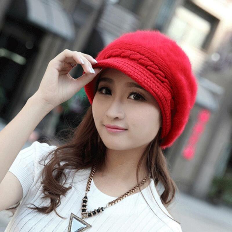 Comfortable  Trendy Autumn Winter Thicken Women Knitted Hat Beret Cap Friendly to Skin Winter Hat Windproof   for Daily Wear