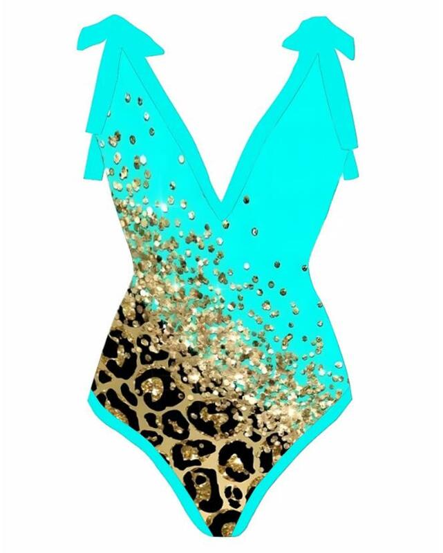 Contrast Leopard Print One Piece Swimsuit Popular In Spring and Summer for Women's New Casual Wear