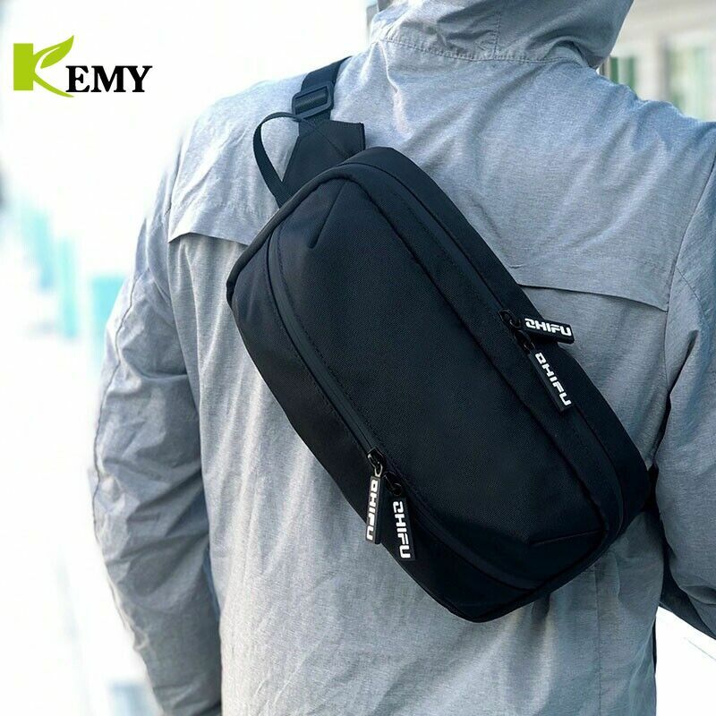 Kemy Men borsa a tracolla USB multifunzione Crossbody Cross Body Sling Chest Bags pacchetto da viaggio impermeabile Messenger Pack per uomo