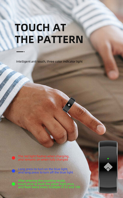 New Portable Wireless Fashion Background Data SaveTouch Control Smart Counting Mini Ring