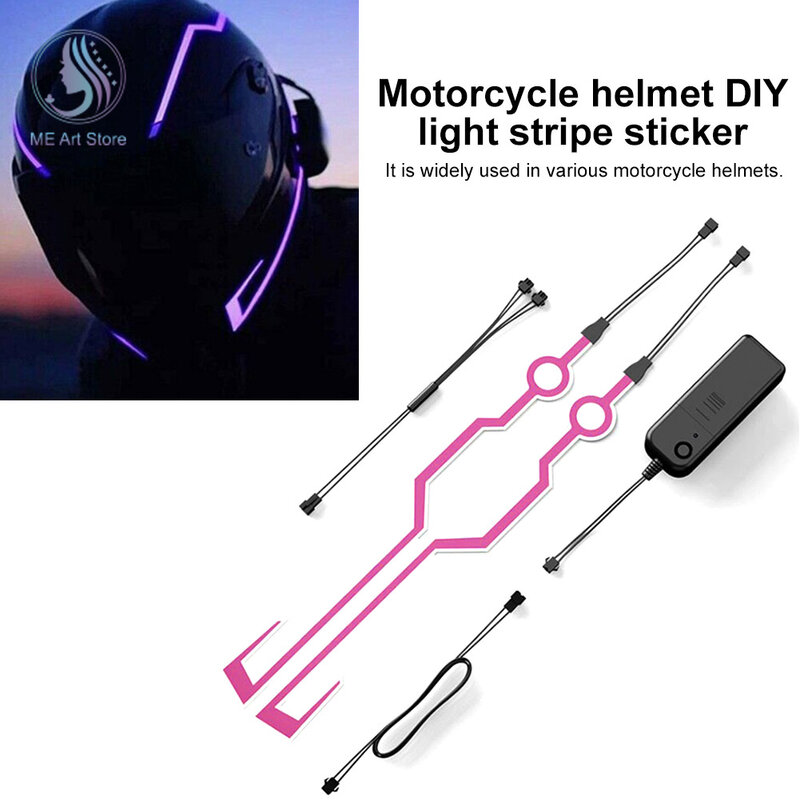 4 In 1 Motorrad Helm Licht Leuchtstoff helm dekorative Bar Led Reiten Signal Licht Streifen DIY Helm Abdeckung Decor