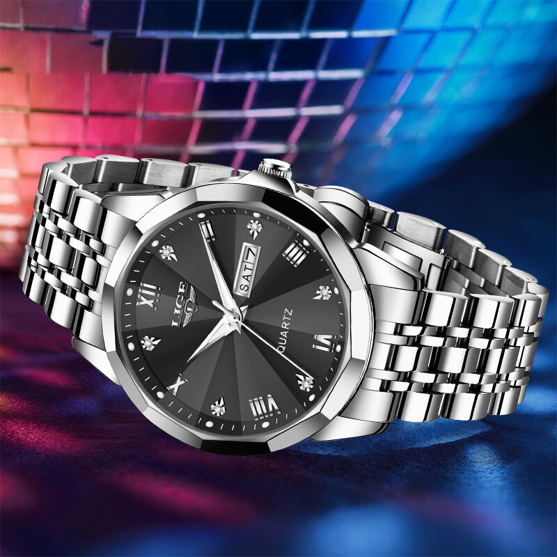 FOXBOX Men's Watch Quartz Watches Fashion Watch Men Original Waterproof Non-mechanical Luminous Dual Calendar Quartz Wristwatch