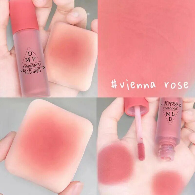 Matte Velvet Liquid Blush สวมใส่ง่าย Waterproof Face Pigment Long-Lasting blusher NATURAL highlighter riasan Korea สำหรับผู้หญิง