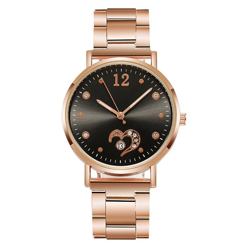 Jam tangan kuarsa wanita jam tangan penunjuk bercahaya gelang baja tahan karat dekorasi Hati hadiah untuk teman Relogios Feminino