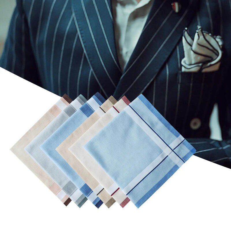 6Pcs Pocket Square Hankies Cotton Men's Handkerchiefs for Party Birthday