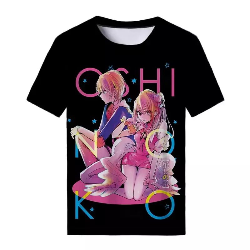 Summer New OSHI NO KO Anime Comic Pattern 3D Printed Unisex T-shirt Fashion Oversized Trendy Street Casual Children's Top