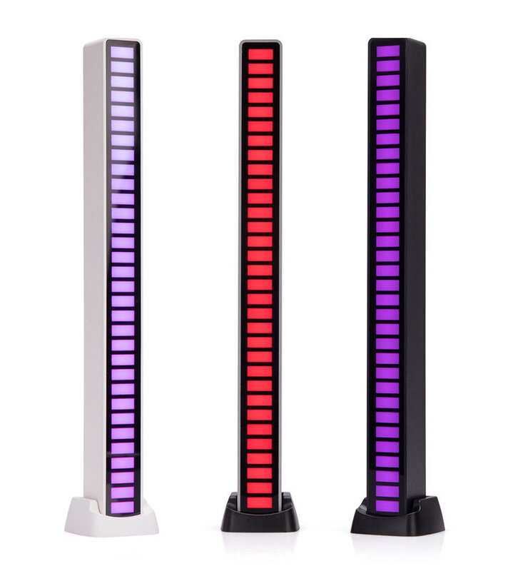 30ชิ้นโคมไฟดักเสียง32LED ชาร์จ USB RGB เพลงจังหวะแสงกลางคืนสร้างบรรยากาศด้วยแอปควบคุมคอมพิวเตอร์ตั้งโต๊ะ