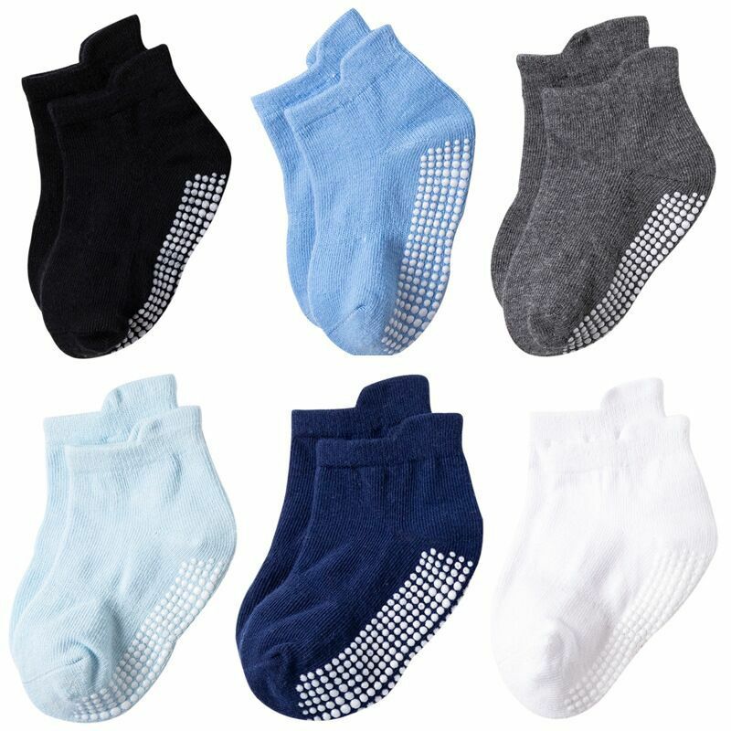Носки детские Нескользящие однотонные, мягкие дышащие хлопковые, для мальчиков и девочек, 6 пар/комплект, на весну-осень