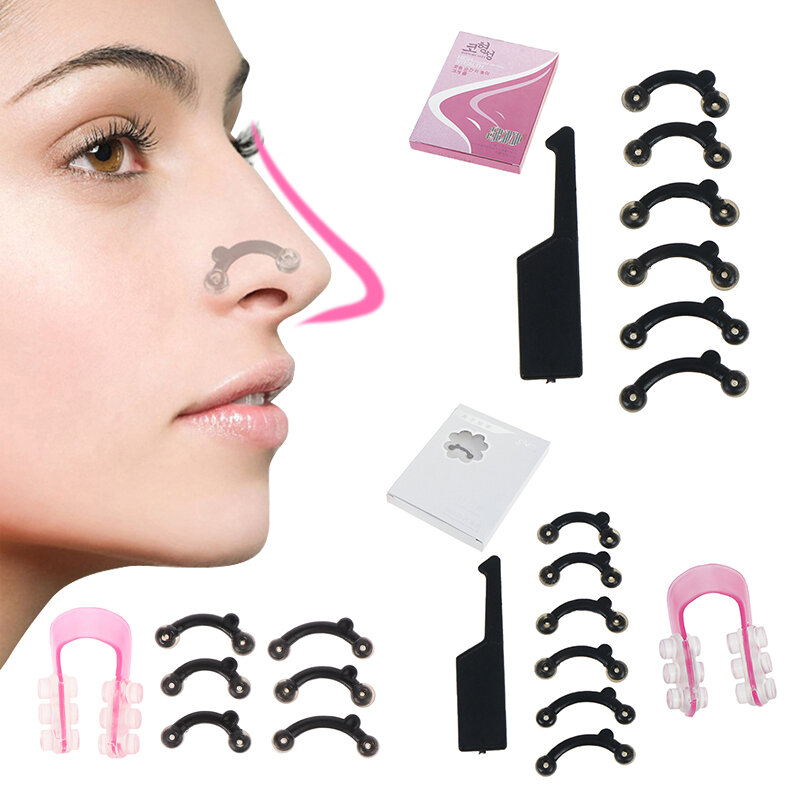 6ชิ้น/เซ็ต Beauty Nose Up Lifting Bridge Shaper เครื่องมือนวด No Pain Nose Shaping Clip Clipper ผู้หญิงนวด3ขนาด