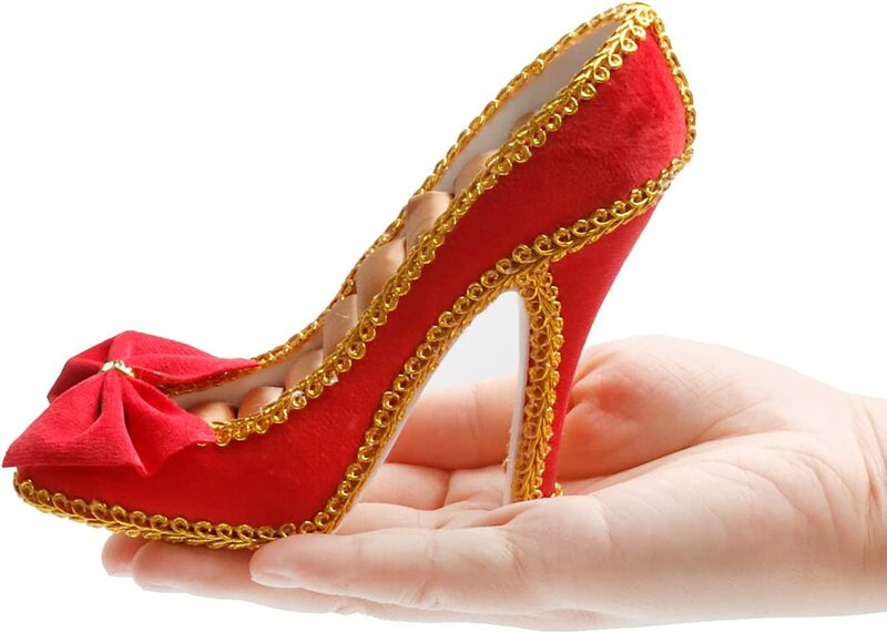 Red Elegant Jewelry Display Stand Handicrafts Home Ornaments High-heeled Shoe Ring Holder for Girls Bridal Gift