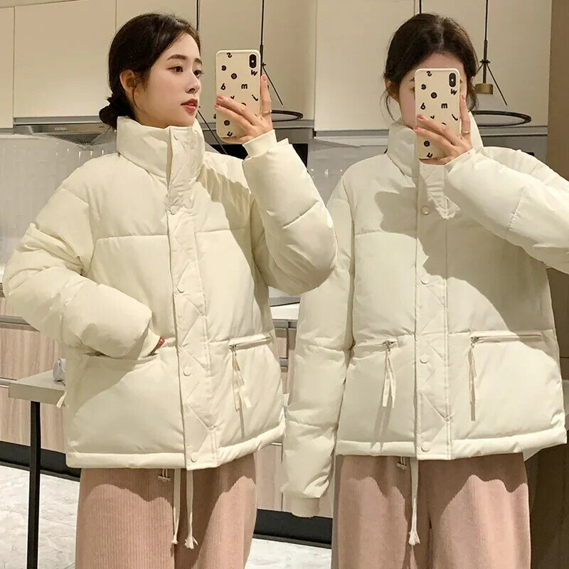2023 nuove donne giacca imbottita in cotone manica lunga addensare colletto alla coreana piumino invernale top cappotto corto moda coreana