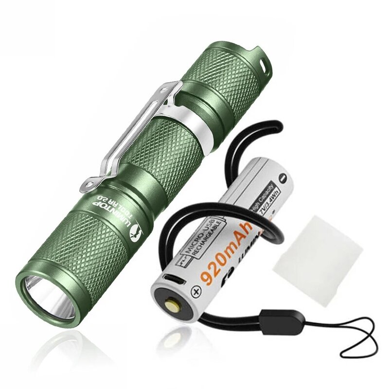 EDC 야외 캠핑 손전등 자기 방어 고출력 LED 조명, 녹색 900 루멘, 강력한 토치 AA 14500 조명 도구 AA 3.0