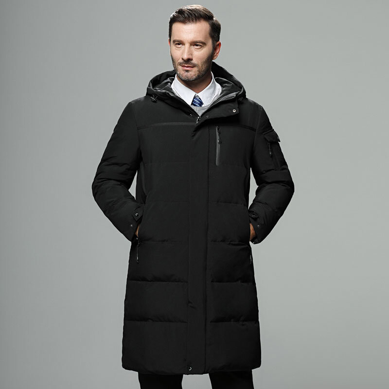 Chaqueta de plumón de pato impermeable para hombre, abrigo cálido con capucha, Parka acolchada, talla grande 5XL
