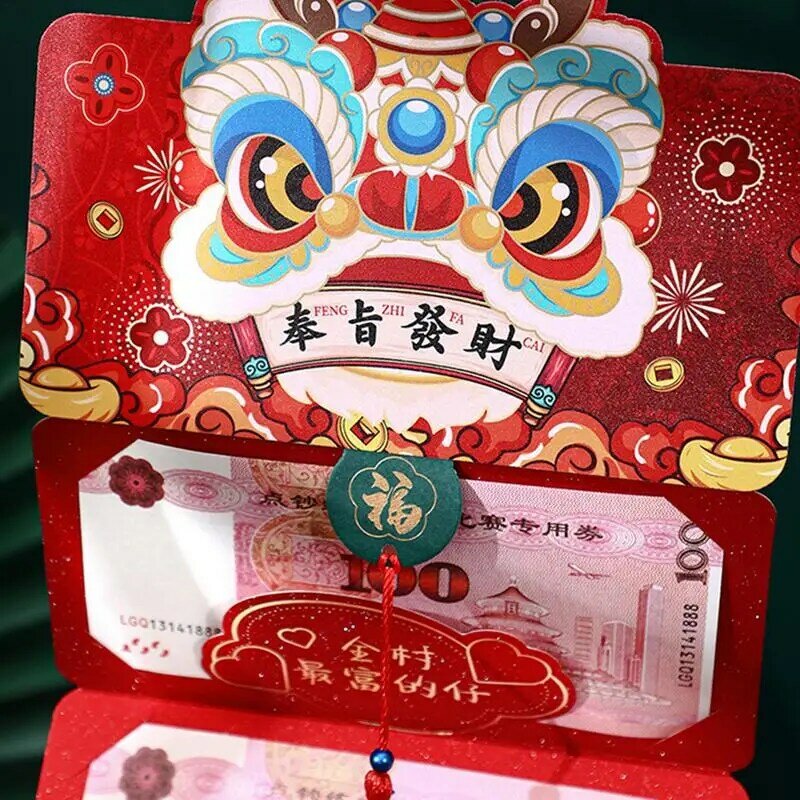 Enveloppes rouges pliables, nouvel an chinois, année du dragon de poche rouge, festival du printemps, cadeau 14-bao, décoration de vacances traditionnelle, 2024