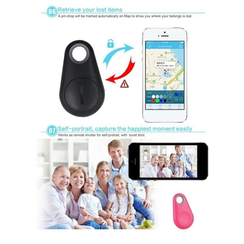 Minirastreador inteligente para perros y mascotas, rastreador GPS con Bluetooth 4,0, etiqueta de alarma antipérdida, localizador inalámbrico para bolso de niño, buscador de llaves y billetera