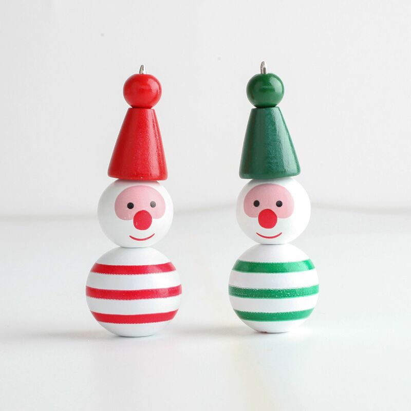 2Pcs Christmas Handmade Wooden Beads DIY Colour Wooden Beads Party Home Decoration Accessory Children's Hand Beading Toys Gift