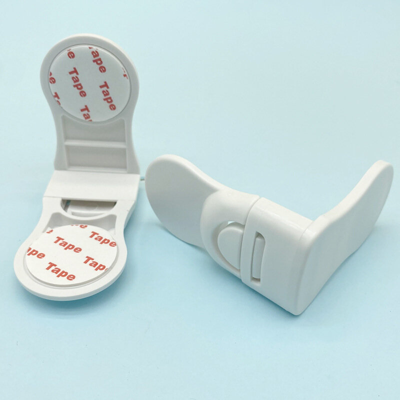 Kunci Laci Keamanan Bayi Kunci Laci Kabinet Tangan Anticubit Gesper Pengaman Plastik Putih untuk Perlindungan Anak-anak