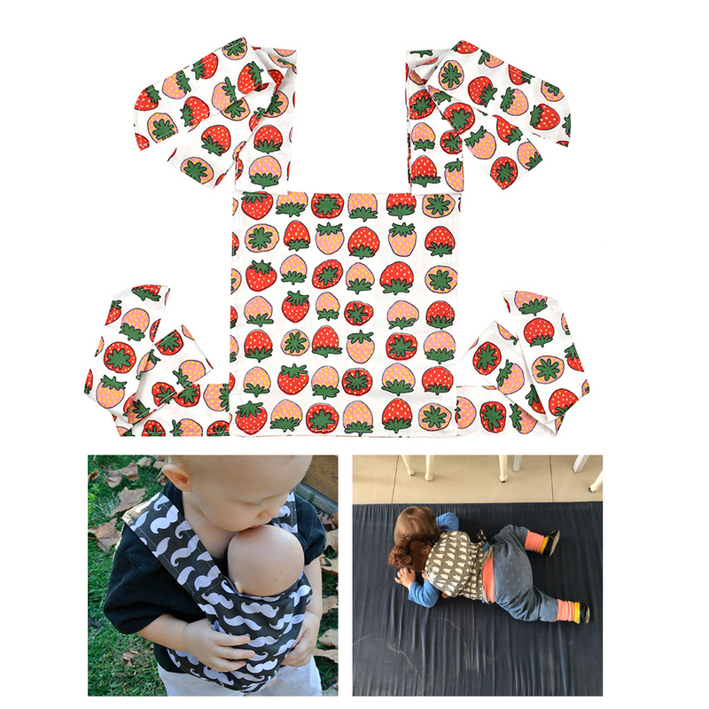 Portabebés de algodón con patrón de fresa roja, juguete de bebé, cabestrillo de dibujos animados