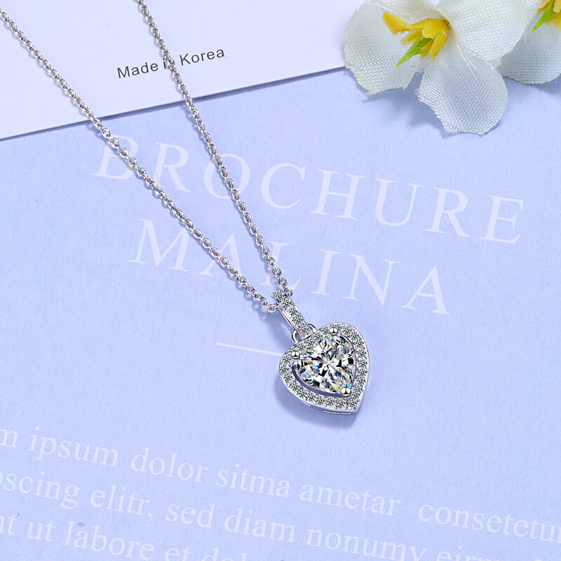 925 Sterling Silver Zircon Heart Pendants Necklaces For Women Luxury Designer Jewelry Gift Female Free Shipping Items GaaBou
