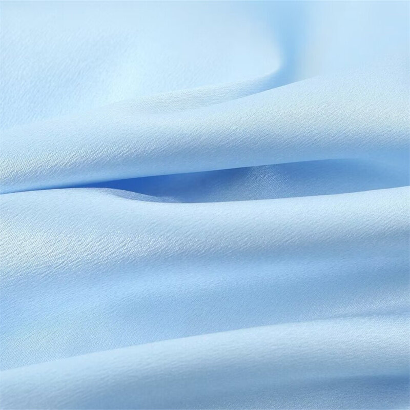 EllYANEllTIAN-Chemisier bleu ciel à manches bouffantes pour femme, chemise en satin, haut droit, design chic, nouveau lancement, décoration à lacets avec nœud, doux, 2024