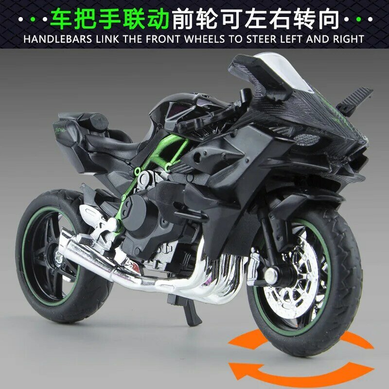 Modèle de moto Kawasaki H2R en alliage métallique moulé sous pression, haute simulation, affichage de décoration de voiture, cadeaux de collection, 1:18