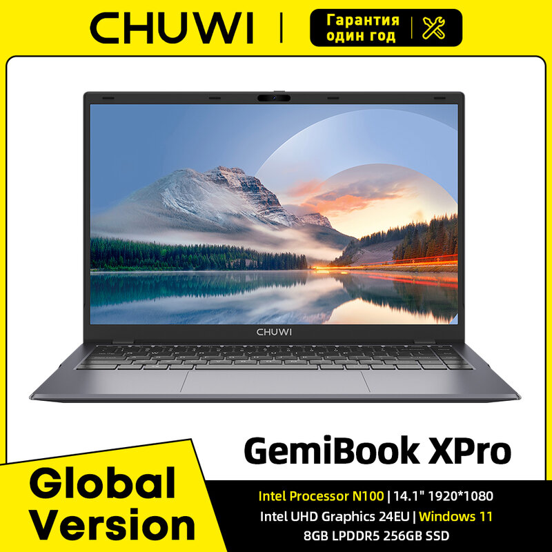 CHUWI-ordenador portátil GemiBook XPro de 14,1 pulgadas, Intel N100 Graphics 600 GPU, pantalla de 8GB de RAM, 256GB SSD, con ventilador de refrigeración, Windows 11, Notebook