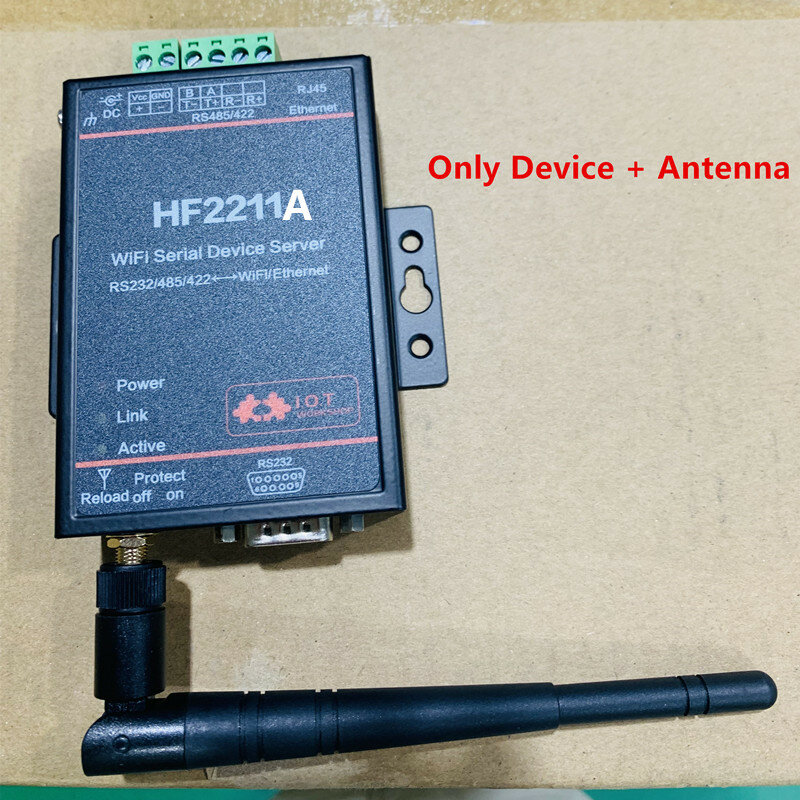 Juego completo de convertidor serie HF2211 A WiFi, RS232/RS485/RS422 A WiFi/Ethernet para transmisión de datos de automatización Industrial, HF2211A