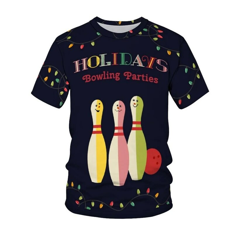 Zomer Nieuwe 3d Tshirt Nieuwste Populaire Holografische Sport Bowling T-Shirt Gedrukt Mode Mannen En Vrouwen Korte Mouw