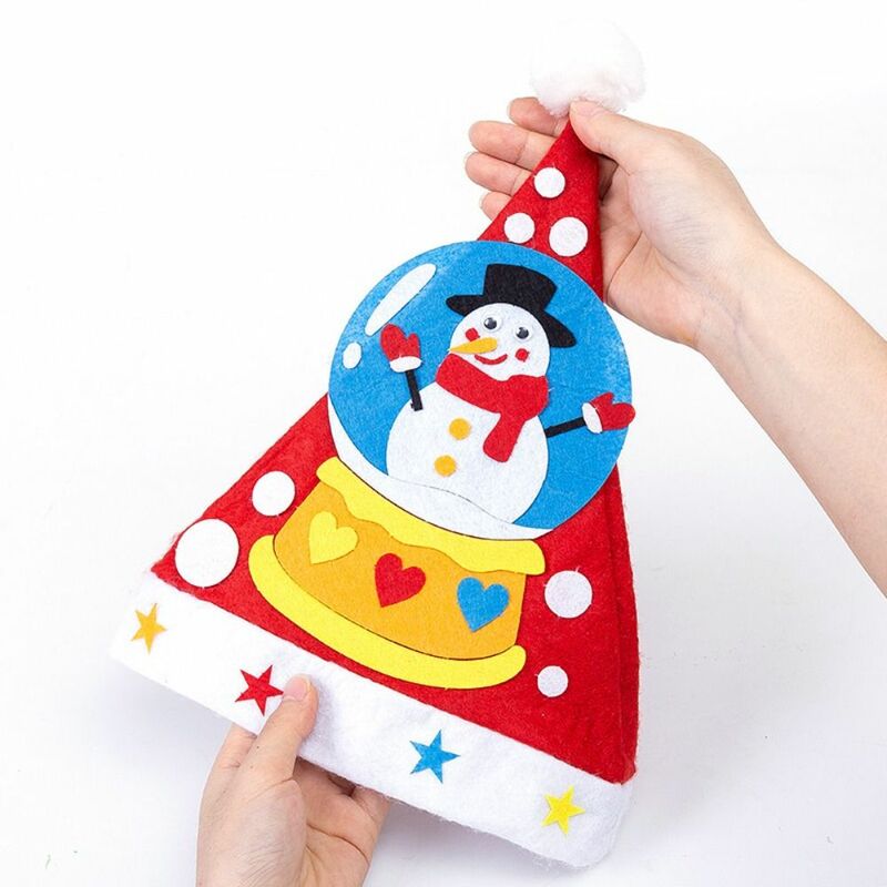 Chapéu artesanal criativo de Papai Noel, chapéu de Natal DIY, artes do Natal chapéus, tela não tecida, brinquedo do Natal do miúdo